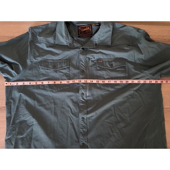 Howler Brothers Emerger Tech Shirt Mens XL Blue Slate Short Sleeve Snap Western - Picture 5 of 7